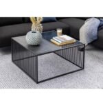 طاوله تقديم حديد سطح خشب اسود مع زجاج