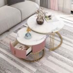 ⁦طقم طاوله قهوه مع درج  مصممه بشكل عصري وحديث⁩ - الصورة ⁦3⁩