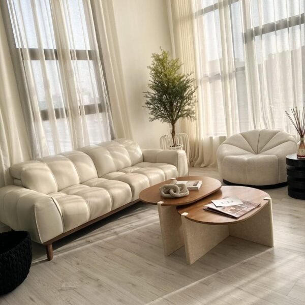 طاولة رخام ترفنتينو بقواعد خشبية