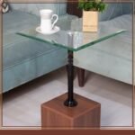 ⁦طاولة خدمة خشبية لون بني سطح زجاج شفاف⁩ - الصورة ⁦2⁩