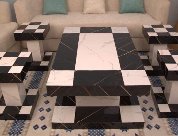 طقم طاولة تقديم طعام 5 قطعة بدل رخام كامل