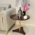 طاولة جانبية خشب بني وذهبي