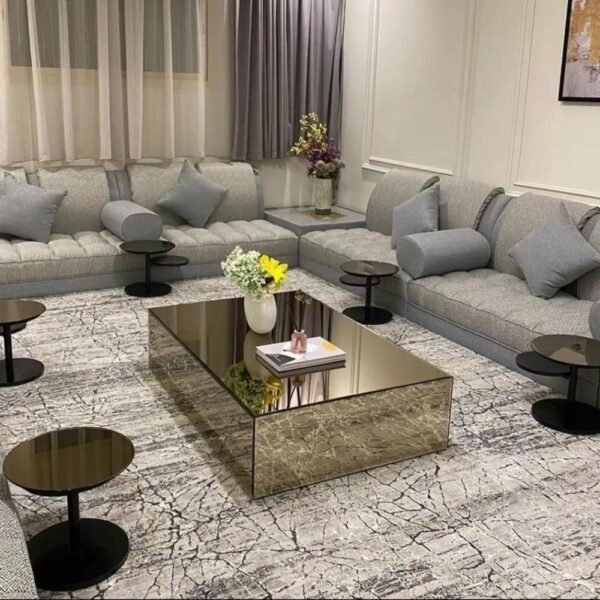 طقم طاولات زجاج مراية - 7 قطع