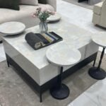 طقم طاولة بديل رخام ابيض