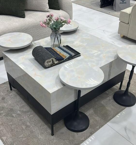 طقم طاولة بديل رخام ابيض