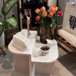 طاولة خدمة رخام بيج