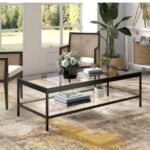 طاولة تقديم من الحديد بسطح زجاجي