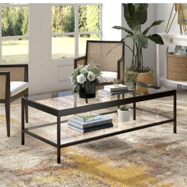 طاولة تقديم من الحديد بسطح زجاجي