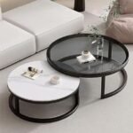 طاوله مزدوج حديد وسطح زجاج