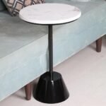 ⁦طاولة خدمة بسطح خشب شبيه الرخام أبيض⁩ - الصورة ⁦2⁩