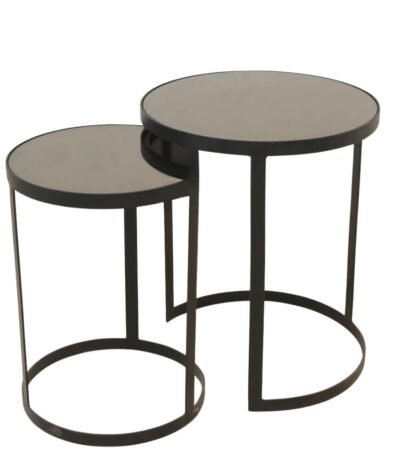 طقم طاولتين خدمة قواعد حديد لون أسود والسطح مرآة