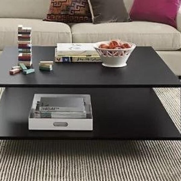 طاولة تقديم حديد سطح خشب اسود