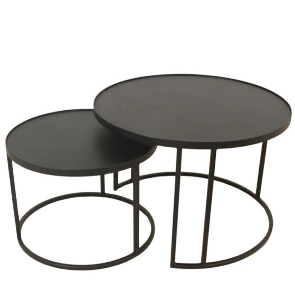 طقم طاولتين تقديم طعام حديد كامل لون أسود