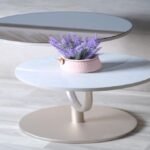 طاولة مزدوجة بديل رخام وزجاج