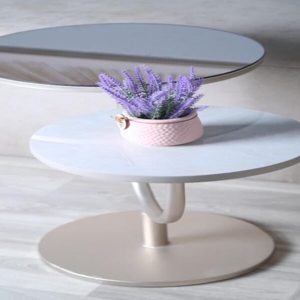 طاولة مزدوجة بديل رخام وزجاج