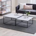 طاولة مزدوجة للتقديم من الحديد بسطح خشبي بديل الرخام