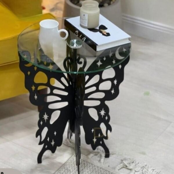 طاوله خدمه حديد سطح زجاج شكل فراشه منتج حصري