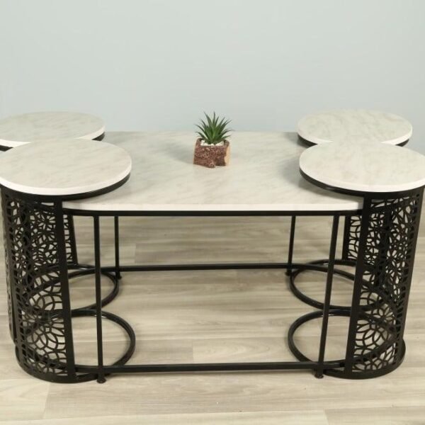 طقم طاولة ليزر اسود شكل بيضاوي مع الخدمات