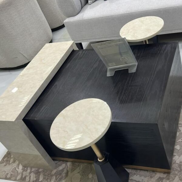 طقم طاولة بديل رخام مع الخشب