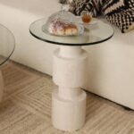 طاولة خدمة رخام سطح زجاج