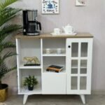 كورنر كوفي ركن قهوة لون ابيض و سطح خشبي