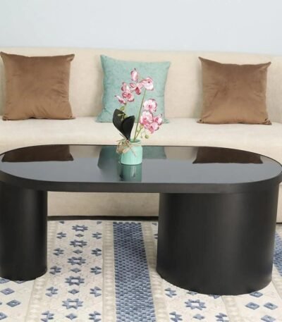 طاوله رئيسيه قواعد حديد وسطح زجاجي لون اسود