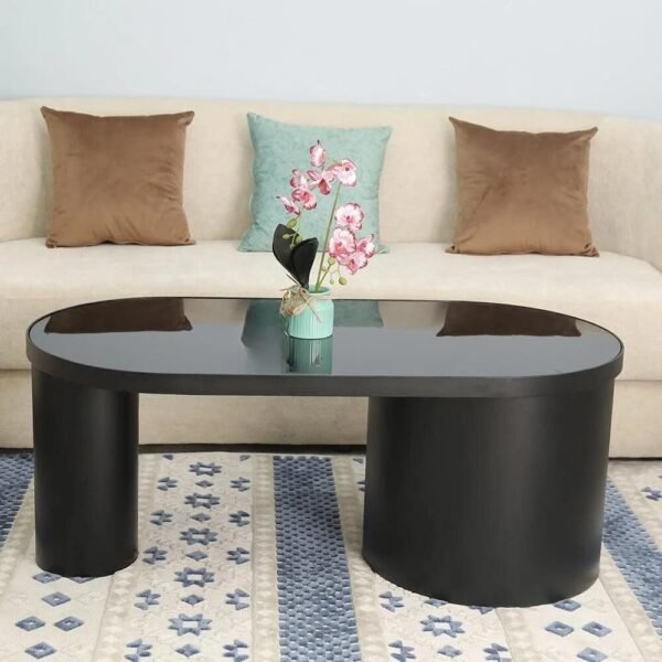 طاوله رئيسيه قواعد حديد وسطح زجاجي لون اسود