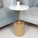 طاولة خدمة قاعدة خشب لون ذهبي