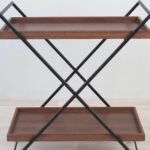 عربة تقديم شكل اكس دورين خشب لون بني