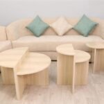 طقم 3 طاولات شبيه الترافينتينو لون بيج