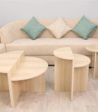 طقم 3 طاولات شبيه الترافينتينو لون بيج