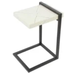 طاولة خدمة بديل رخام ابيض حديد اسود - 40 * 30* 55سم