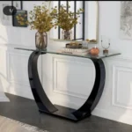 طاولة مدخل كونسول خشب بسطح زجاج