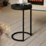 طاولة خدمة حديد بسطح خشب لون اسود 