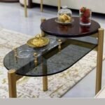 طاولة خدمة حديد دورين زجاجية 