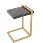 طاولة خدمة بديل رخام أسود بإطار حديد ذهبي