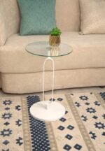 طاولة خدمة حديد بسطح زجاجي