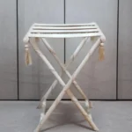 طاولة خدمة خشب ومخملية أبيض