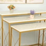 طقم مداخل الخشب الثلاثية ذهبي