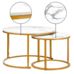 طقم طاولات حديد بسطح خشب