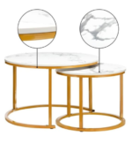 طقم طاولات حديد بسطح خشب