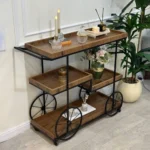 ⁦عربية تقديم 4 دور فاخرة بتصميم كلاسيكي جذّاب لون بني⁩ - الصورة ⁦2⁩