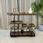 ⁦عربية تقديم 4 دور فاخرة بتصميم كلاسيكي جذّاب لون بني⁩ - الصورة ⁦3⁩