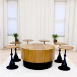 طقم طاولة خشب قشرة الجواز لون بني فاتح