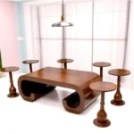 ⁦طقم طاولة خشب قشرة الجواز لون بني⁩ - الصورة ⁦3⁩