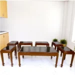 طقم طاولة ضيافة سطح زجاج شفاف مع 6 خدمة