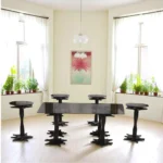 طقم طاولة ضيافة سطح زجاج اسود مع 4 خدمة