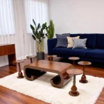 ⁦طقم طاولة خشب قشرة الجواز لون بني⁩ - الصورة ⁦4⁩