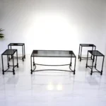 طقم طاولات ضيافه مع ٦طاولات خدمه سطح زجاج قواعد حديد