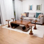 ⁦طقم طاولة خشب قشرة الجواز لون بني⁩ - الصورة ⁦2⁩